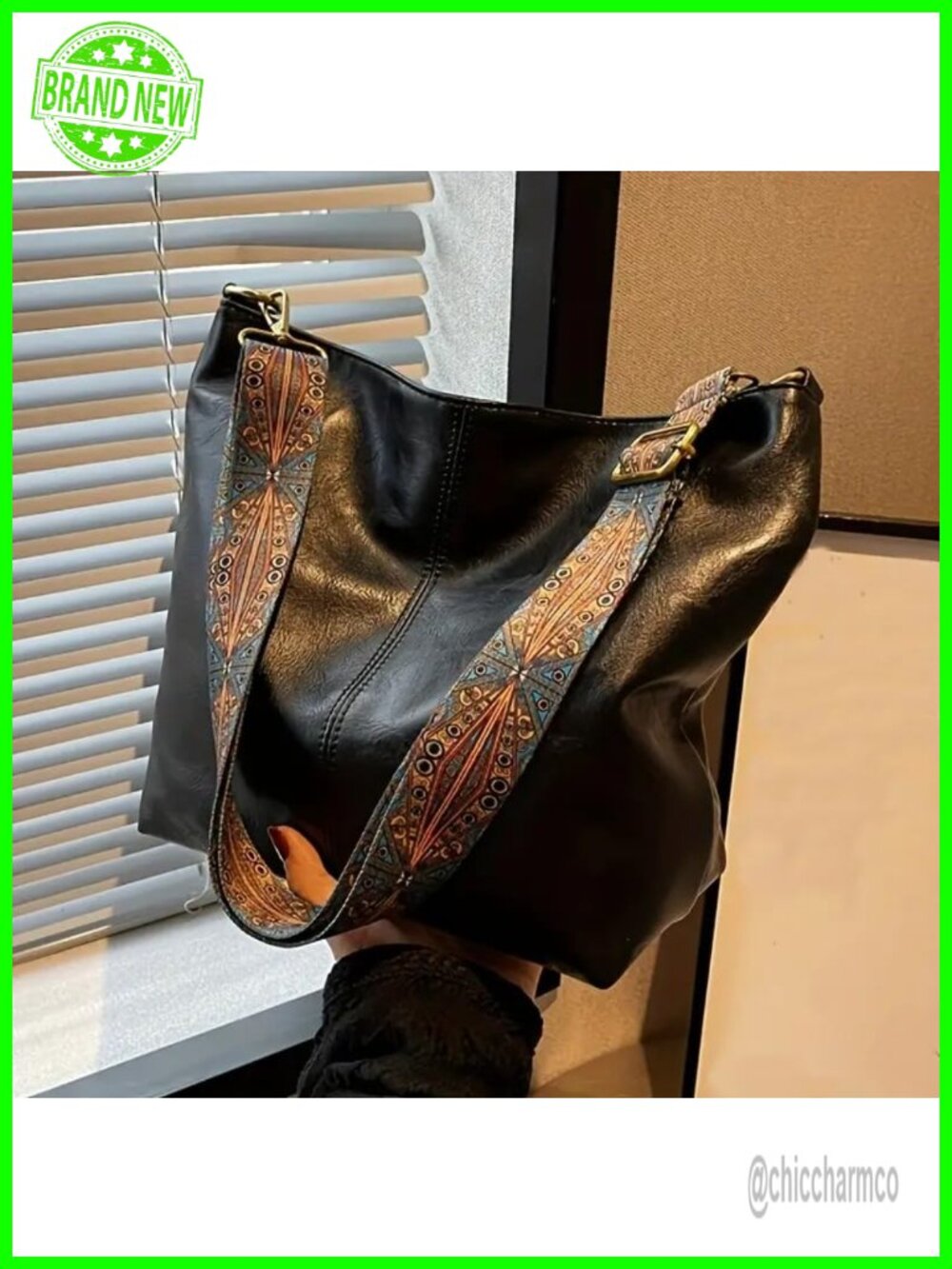 Oversize PU Leather Tote Bag Crossbody Shoulder Weekender Travel Purse